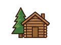 Pine cabin illustration